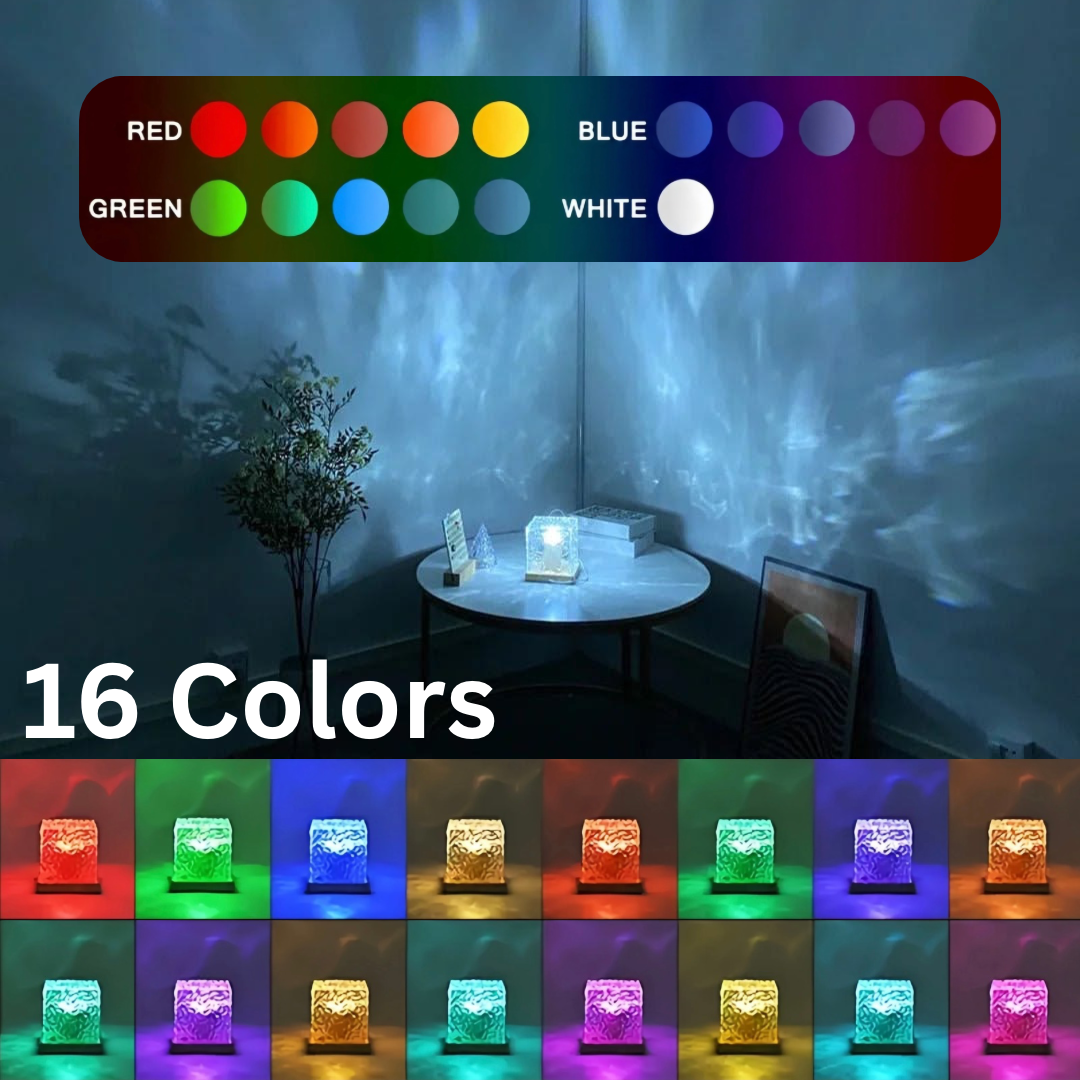 Ocean Wave Night Light Projector — 16 Color Rotating Ambient Lamp