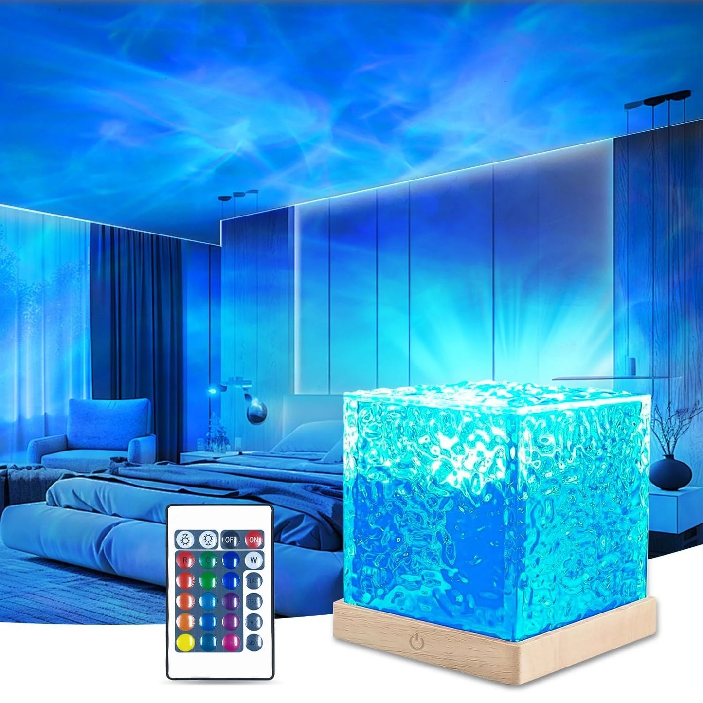 Ocean Wave Night Light Projector — 16 Color Rotating Ambient Lamp